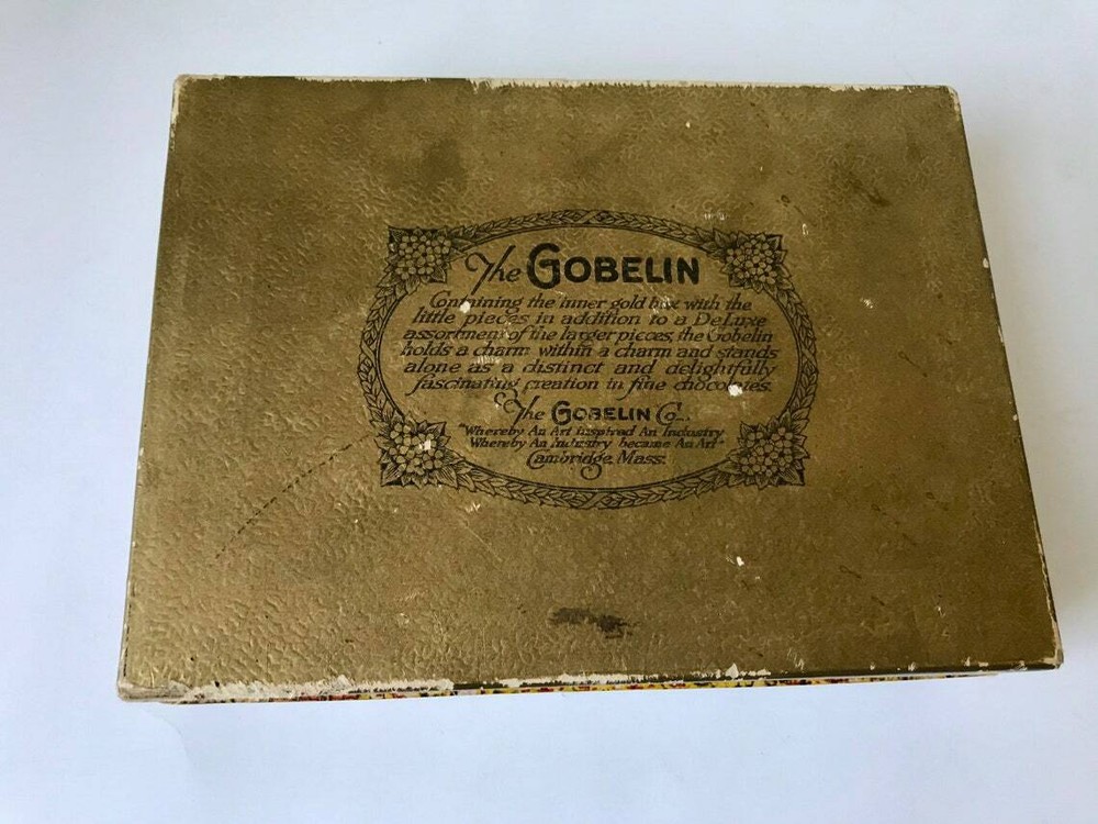 VTG Gobelin Candy Box Chocolates 2 Headed Eagle Seal Crest Empty Advertising