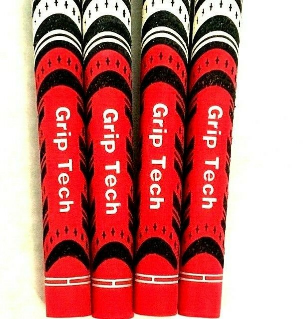 5 NEW Grip-Tech MULTI COMPOUND golf grips - BLACK WHITE RED - Standard Size