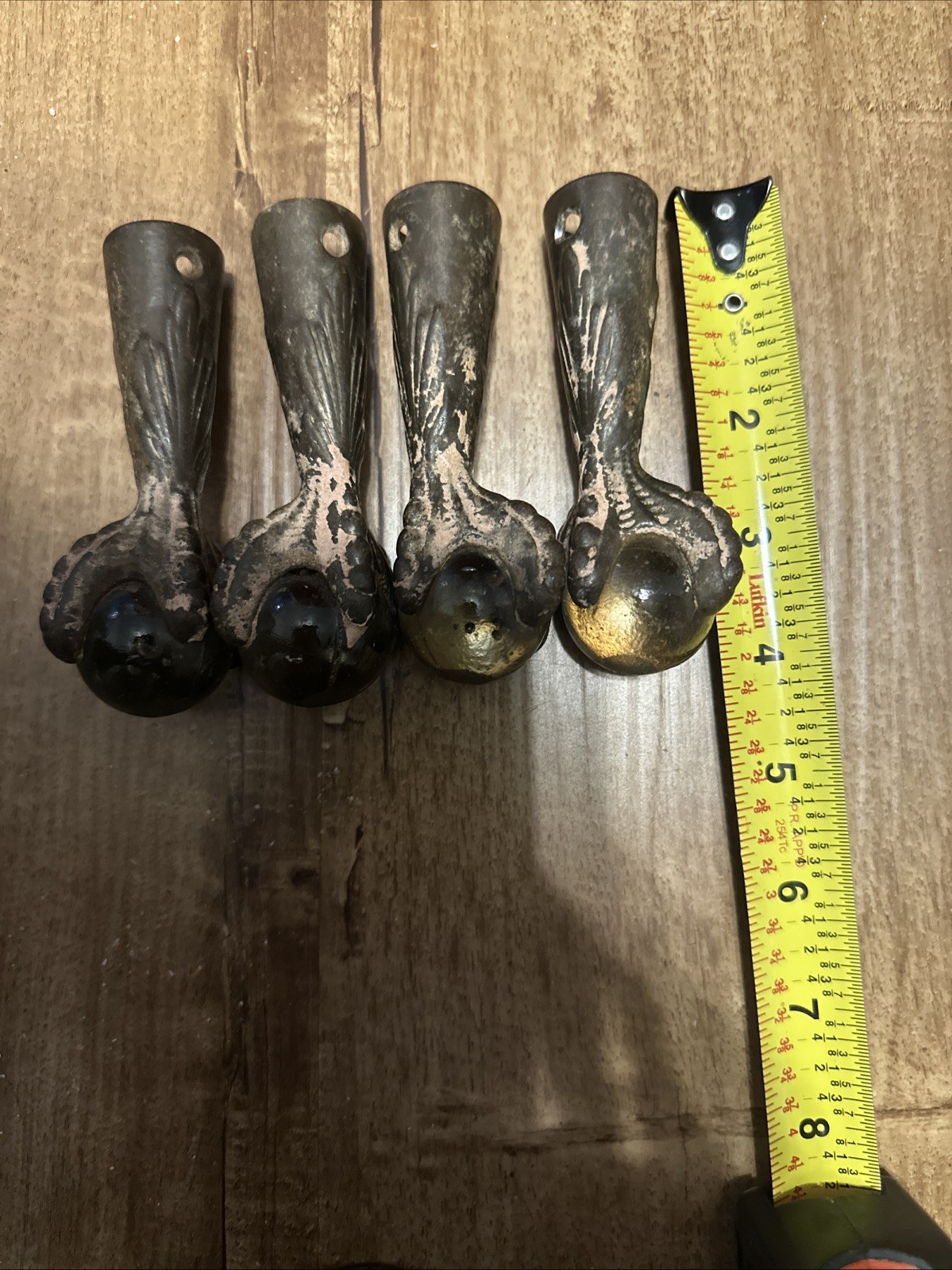 Lot Of 7 Antique Cast Iron Eagle Claw glass Ball Foot / Piano Stool Feet