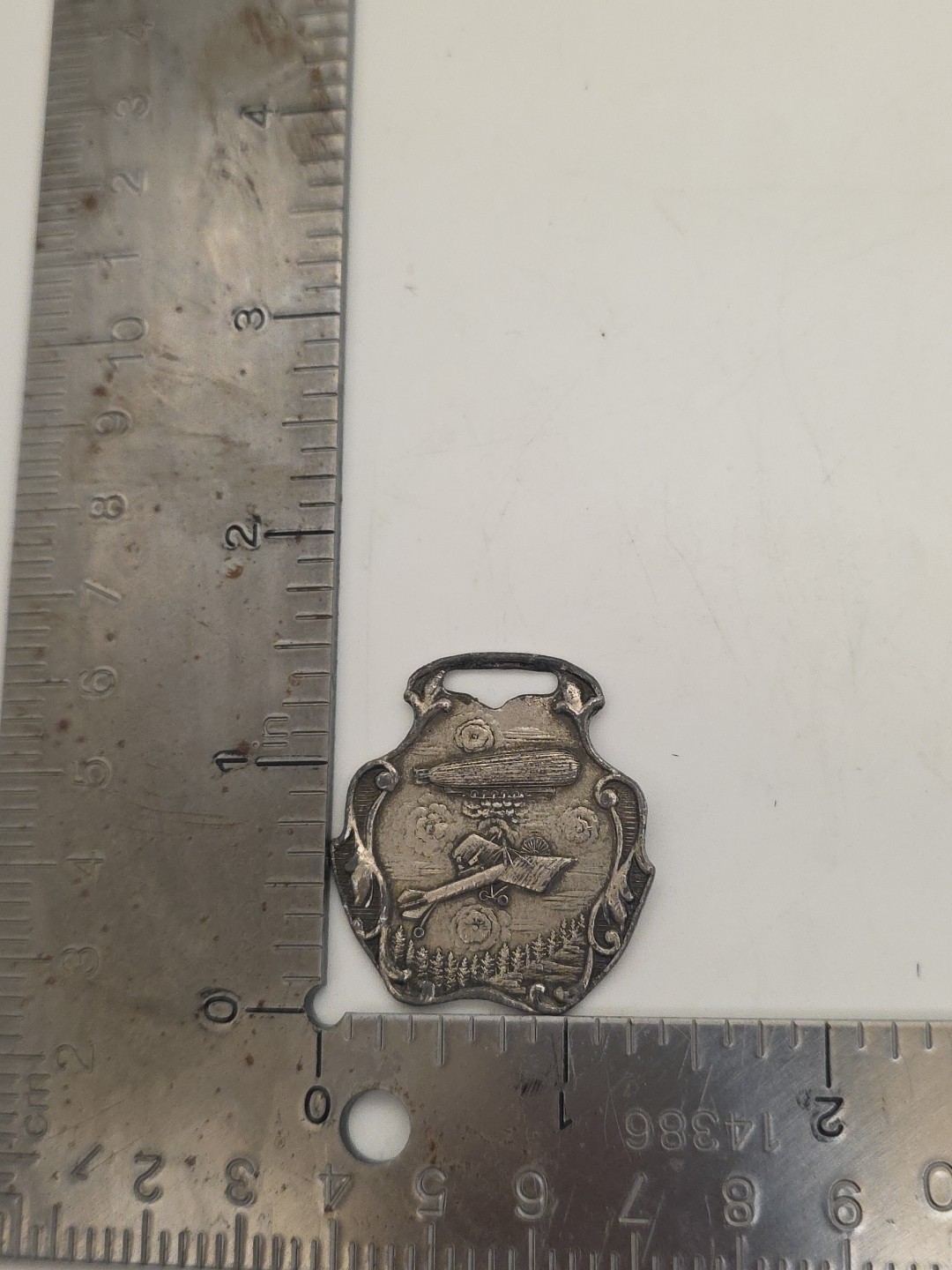 Circa 1900s Vintage Zeppelin Airship + Airplane Watch Fob