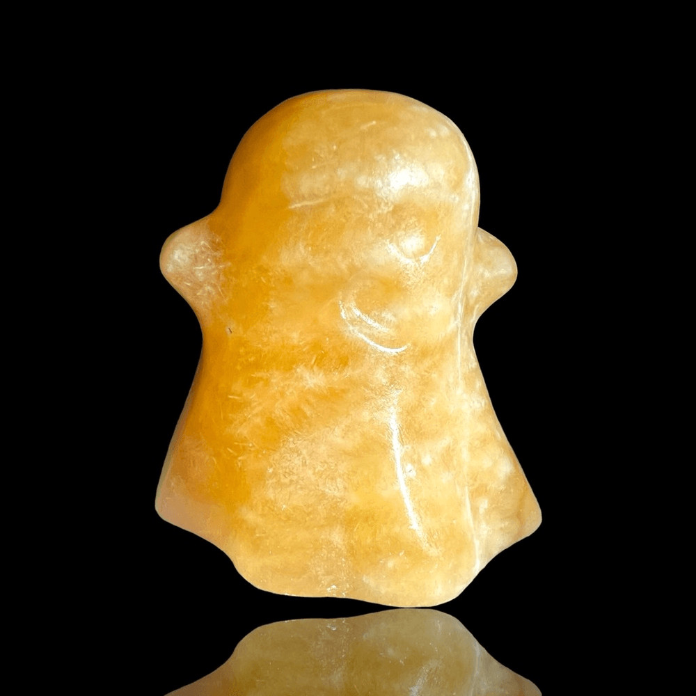 Yellow Calcite Crystal Ghost Carving
