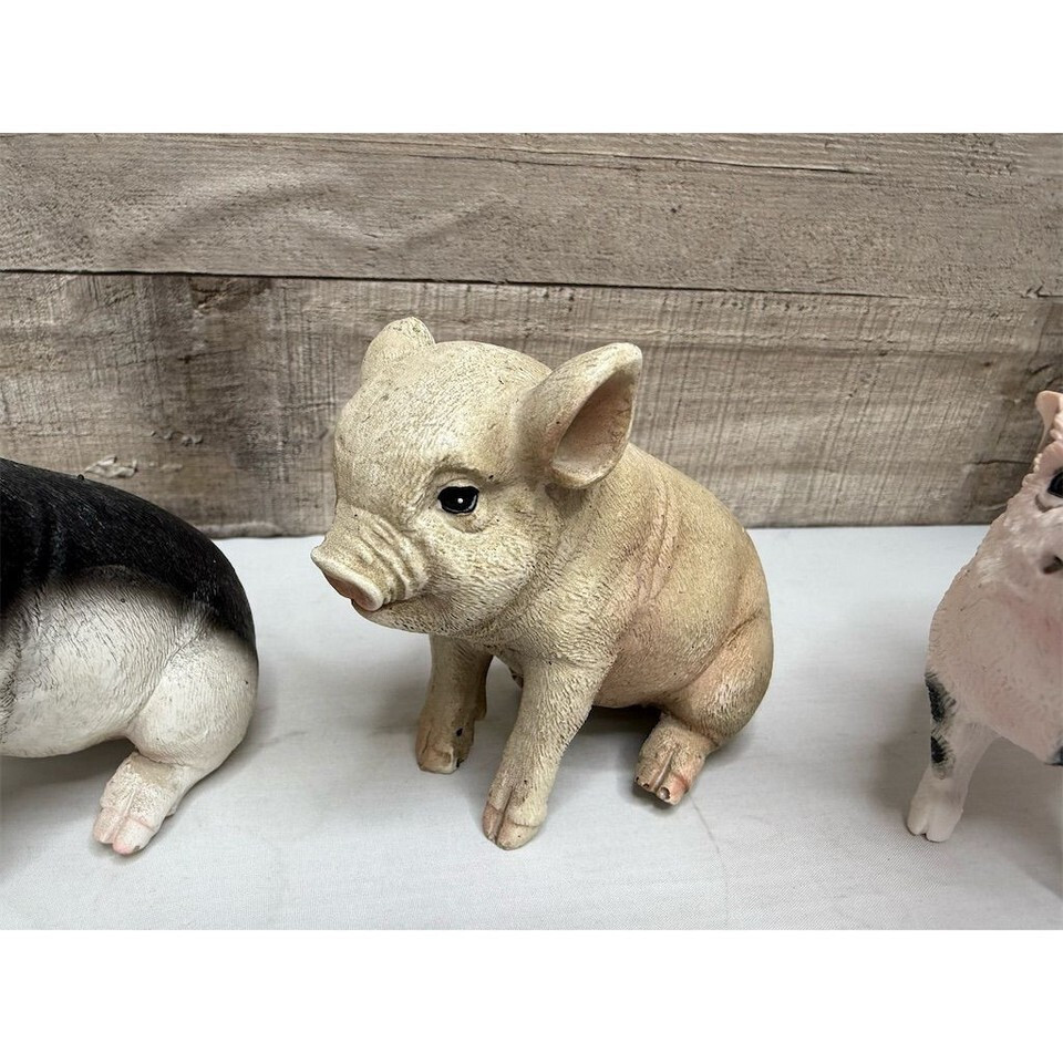Gerson Farmhouse Pig Figurines Set of 5 Rustic Country Decor Multicolor