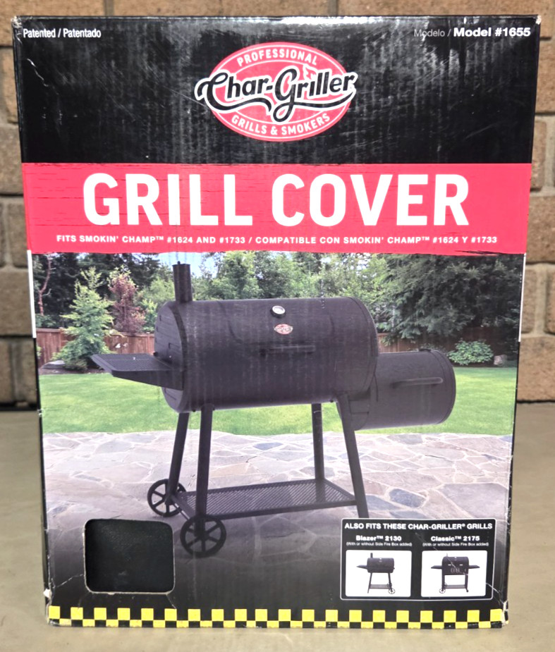 Char-Griller Grill Cover Black 1655 Fits Smokin Champ 1624 & 1733