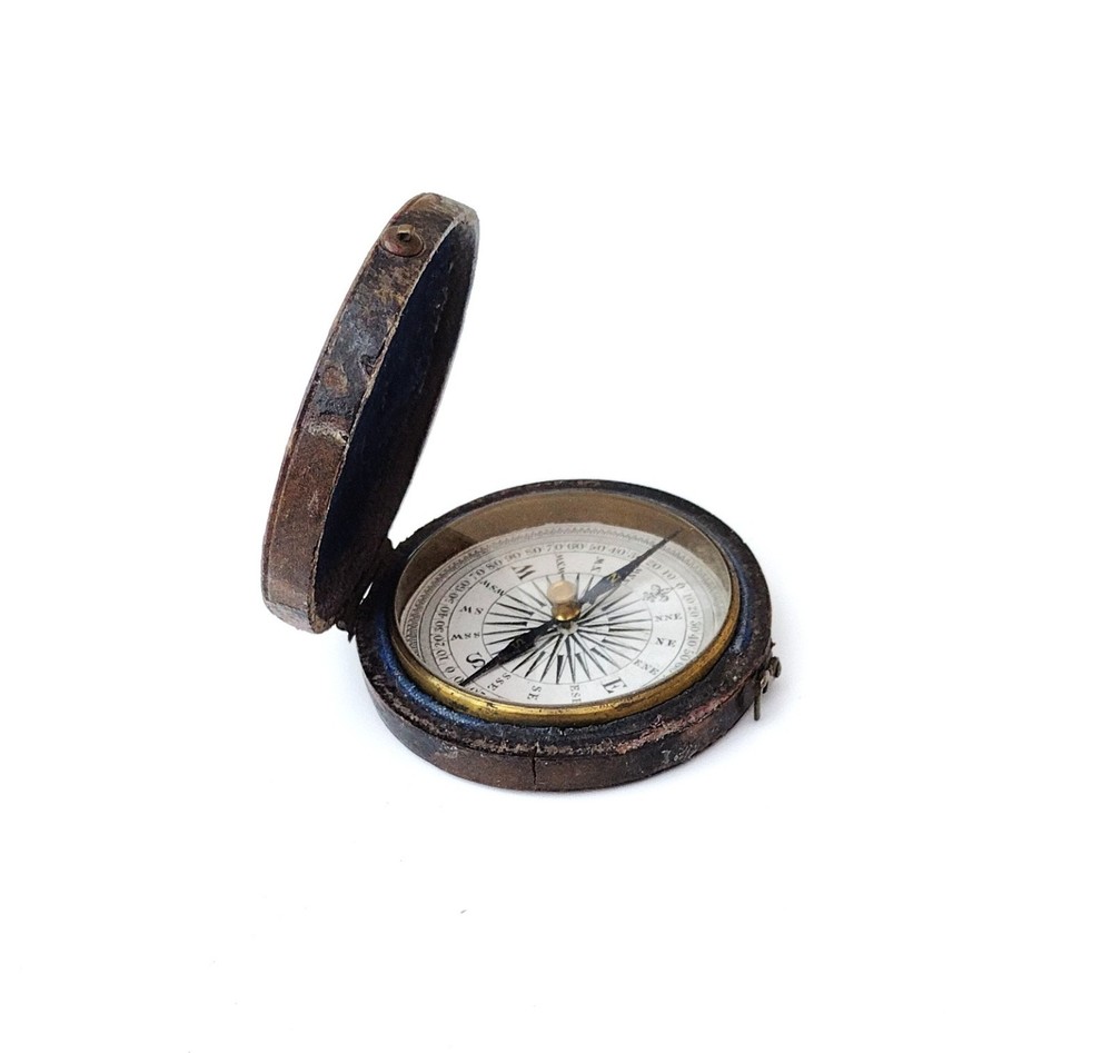 Victorian pocket compass & case.