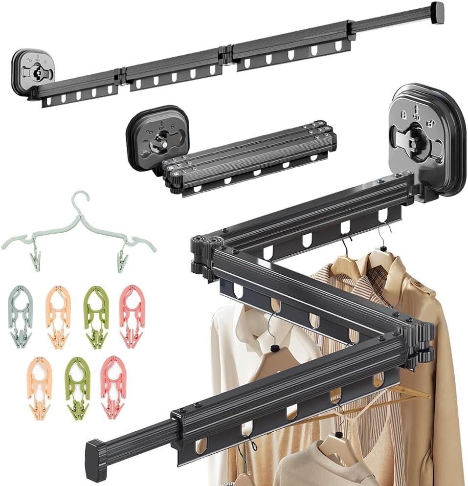 Foldable Wall Mounted Laundry Clothes Drying Rack, Space Saving Laundry Drying R