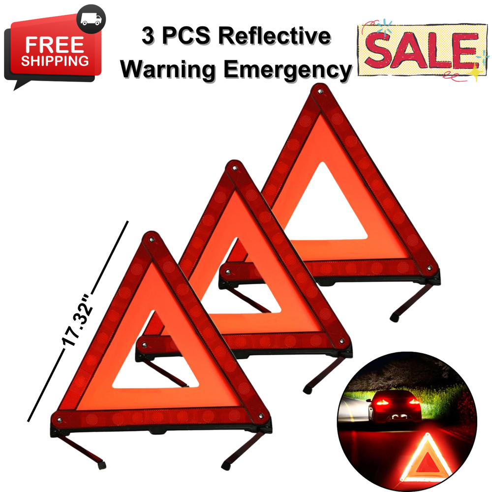 3 PCS Reflective Warning Emergency - Warning Triangle Kit - For Roadside Safety