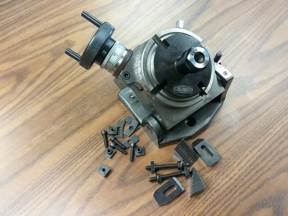 4" PRECISION TILTING ROTARY TABLE w. ER16 collet chuck adapter #TTSK-100ER16