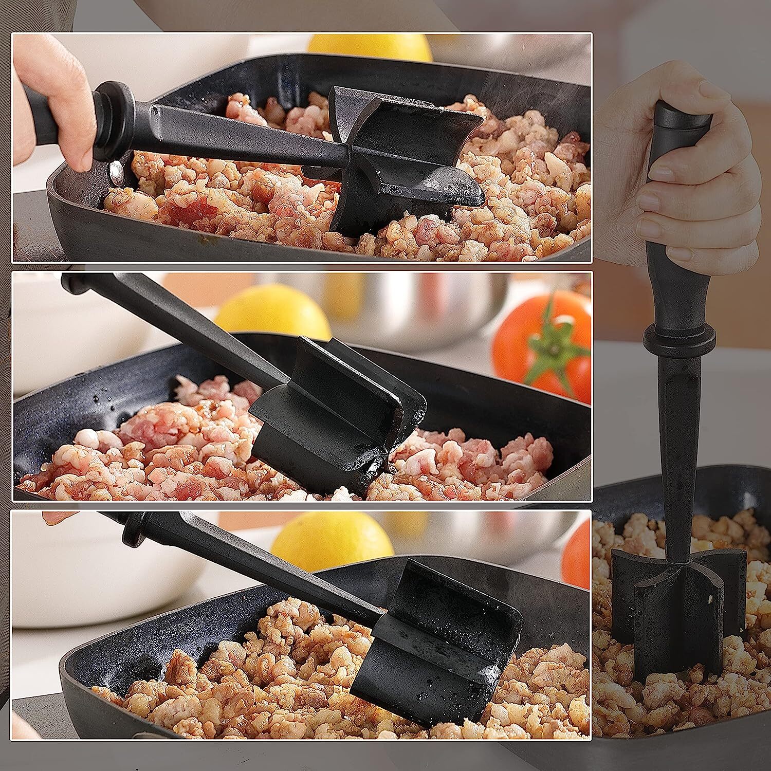 Meat Hamburger Chopper Heat Resistant Utensil Ground Beef Potato Masher Spatula