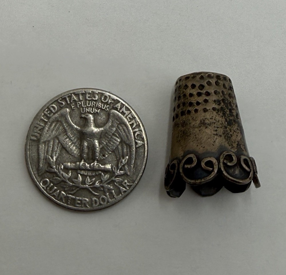 Sterling Silver Thimble 925 Eagle Spratling-School “JD” Flared Scrollwork Skirt