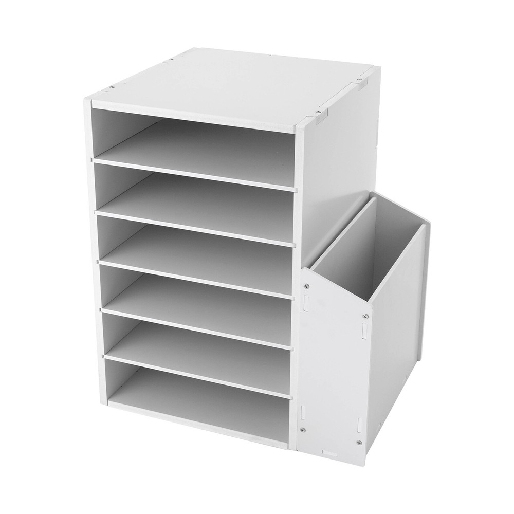 White Desktop Organizer Desktop File Holder File Organizer Modern Rectangular