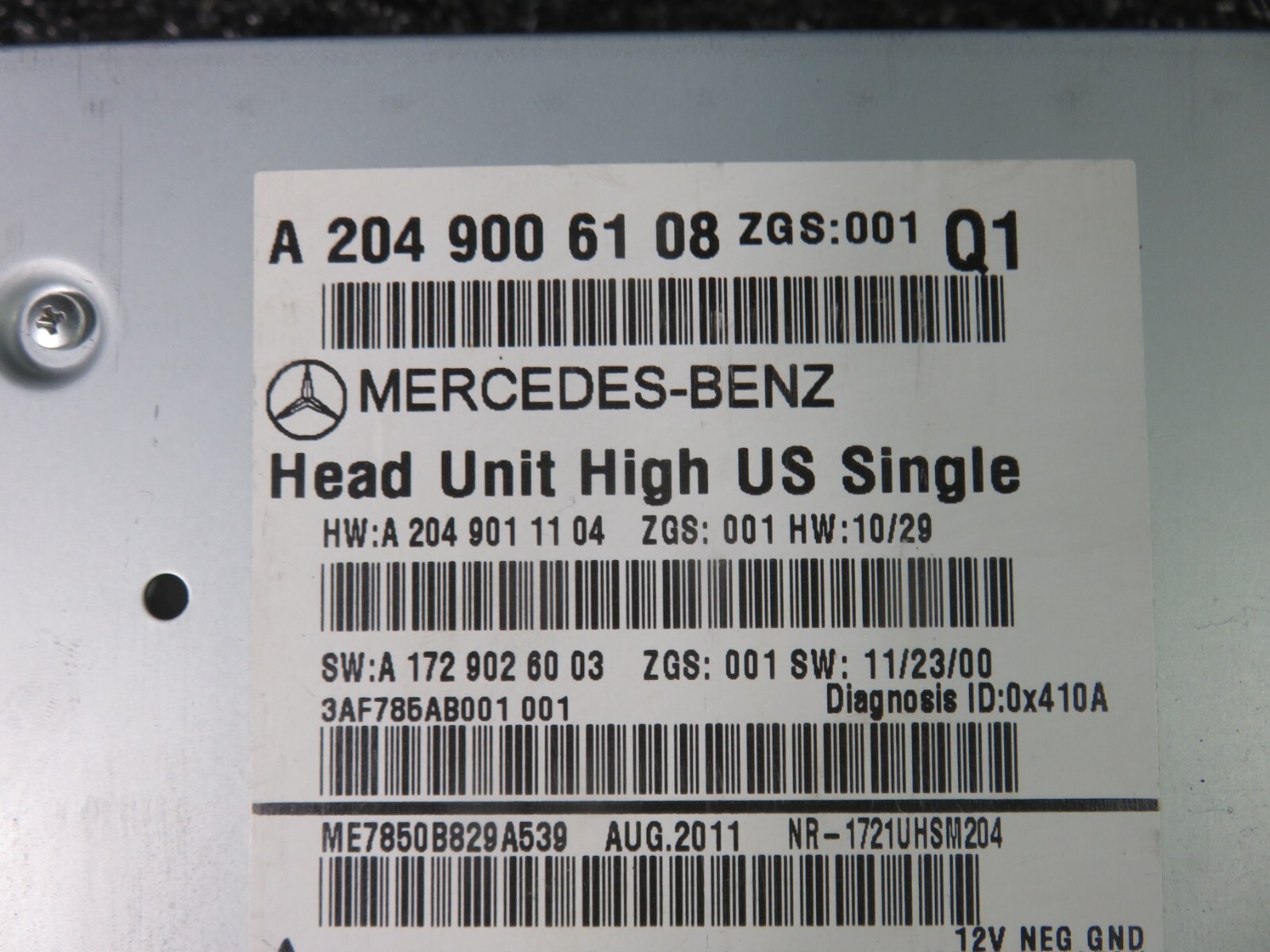 Mercedes C250 C Class Radio Cd Receiver Dash Mounted OEM 12 13 A2049006108 W204