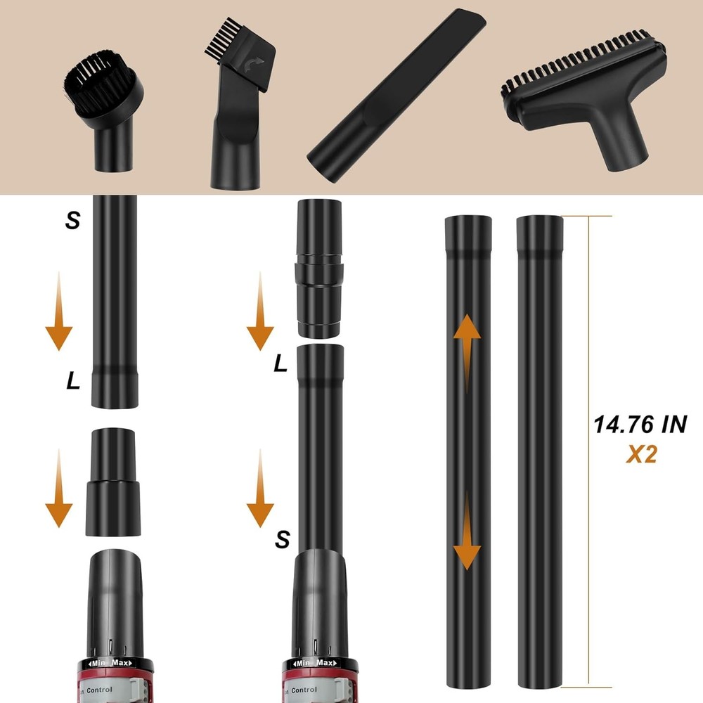 ZU561 Replacement Hose Handle, Crevice Tool, Vacuum Adapters Red