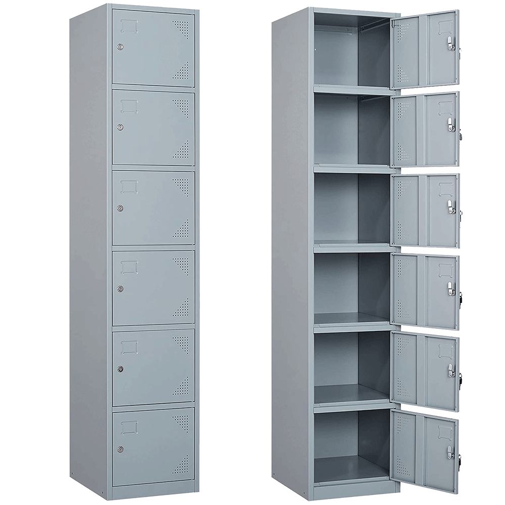 School Locker Steel Metal Storage Locker Cabinet with 6 Doors for Employees 71H