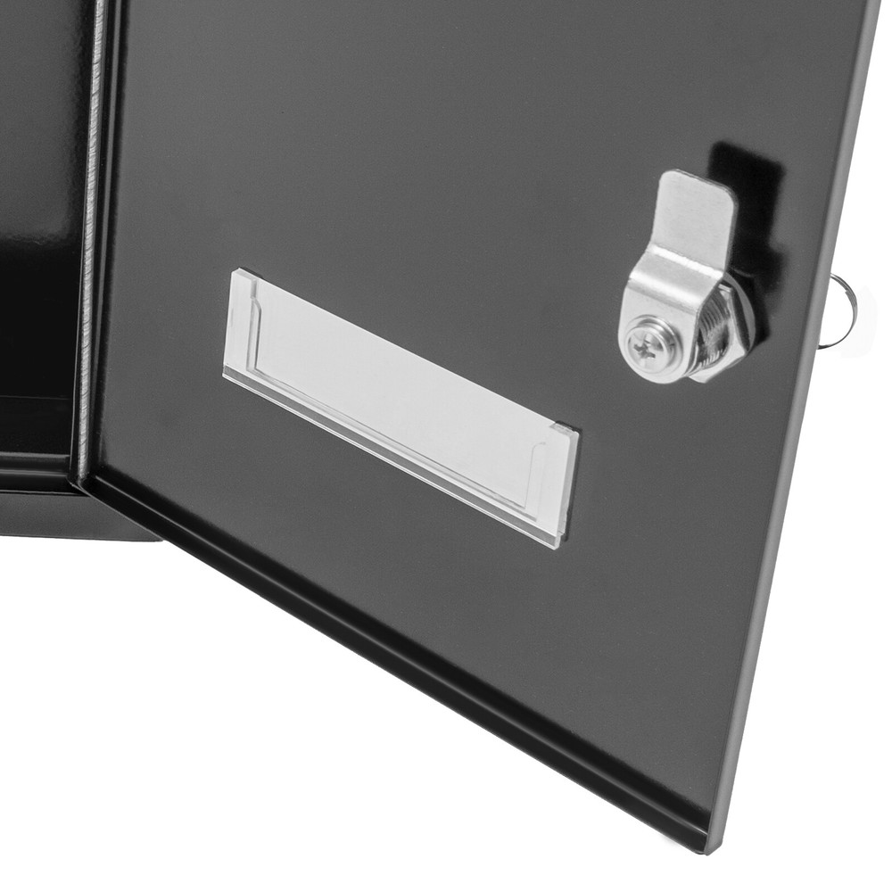 Wall Mount Rectangular Locking Mailbox W/ 2 Keys Black Residential Mail Box ﻿