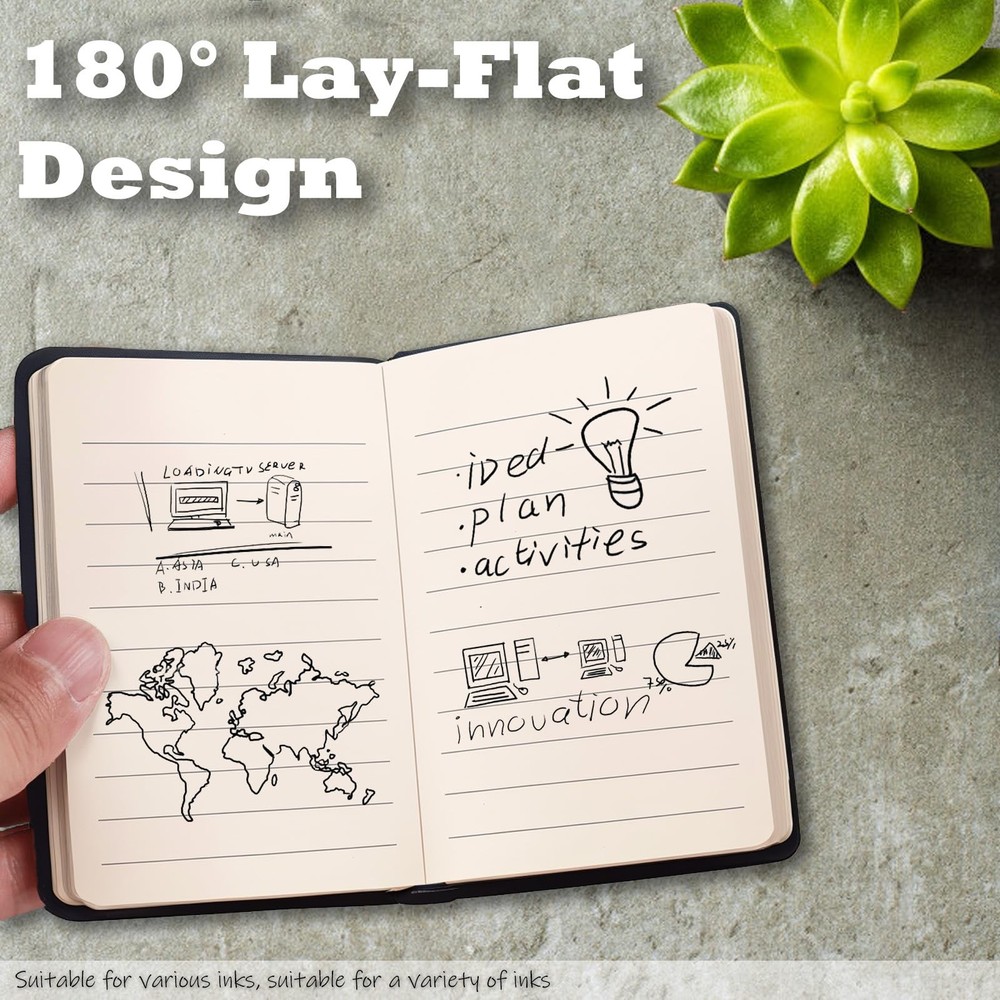 2 Pack Pocket Notebook Hardcover Jounal Notebook Mini Notepad 200 Pages