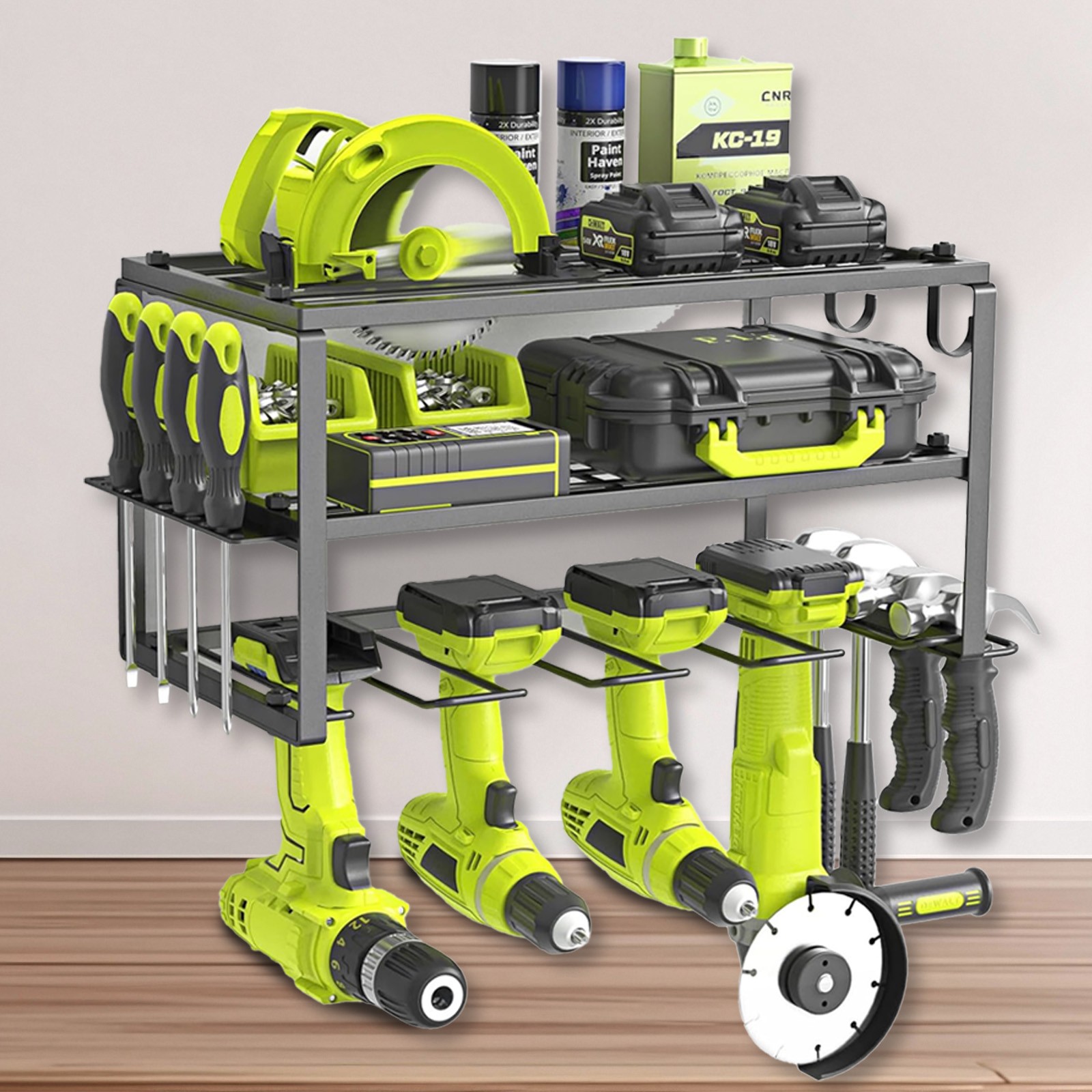 Power Tool Organizer Wall Mounted Power Tool Rack for Cordless Drill Storage