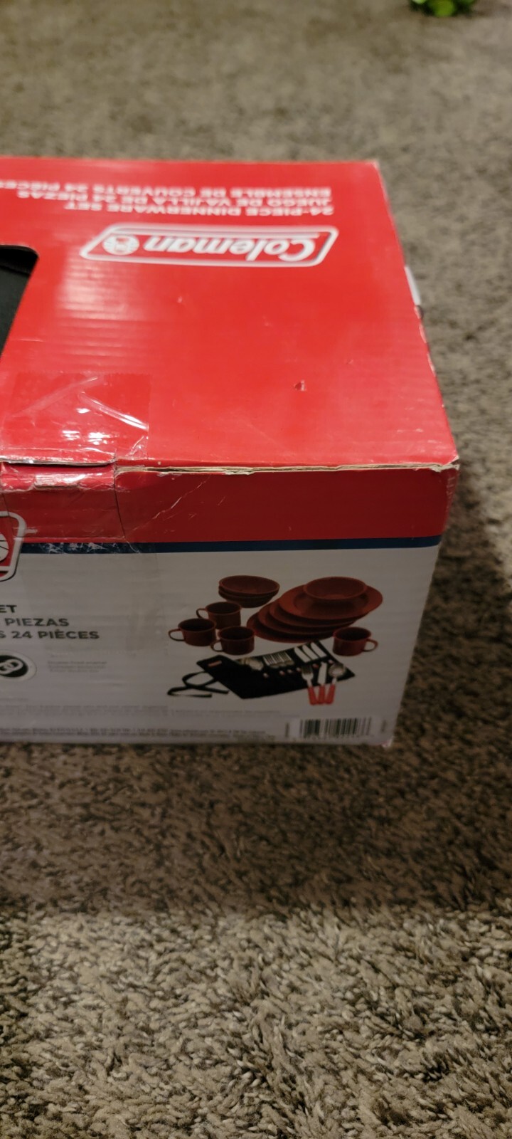 Coleman 24-Piece Enamel Dinnerware Set Red Speckled NEW