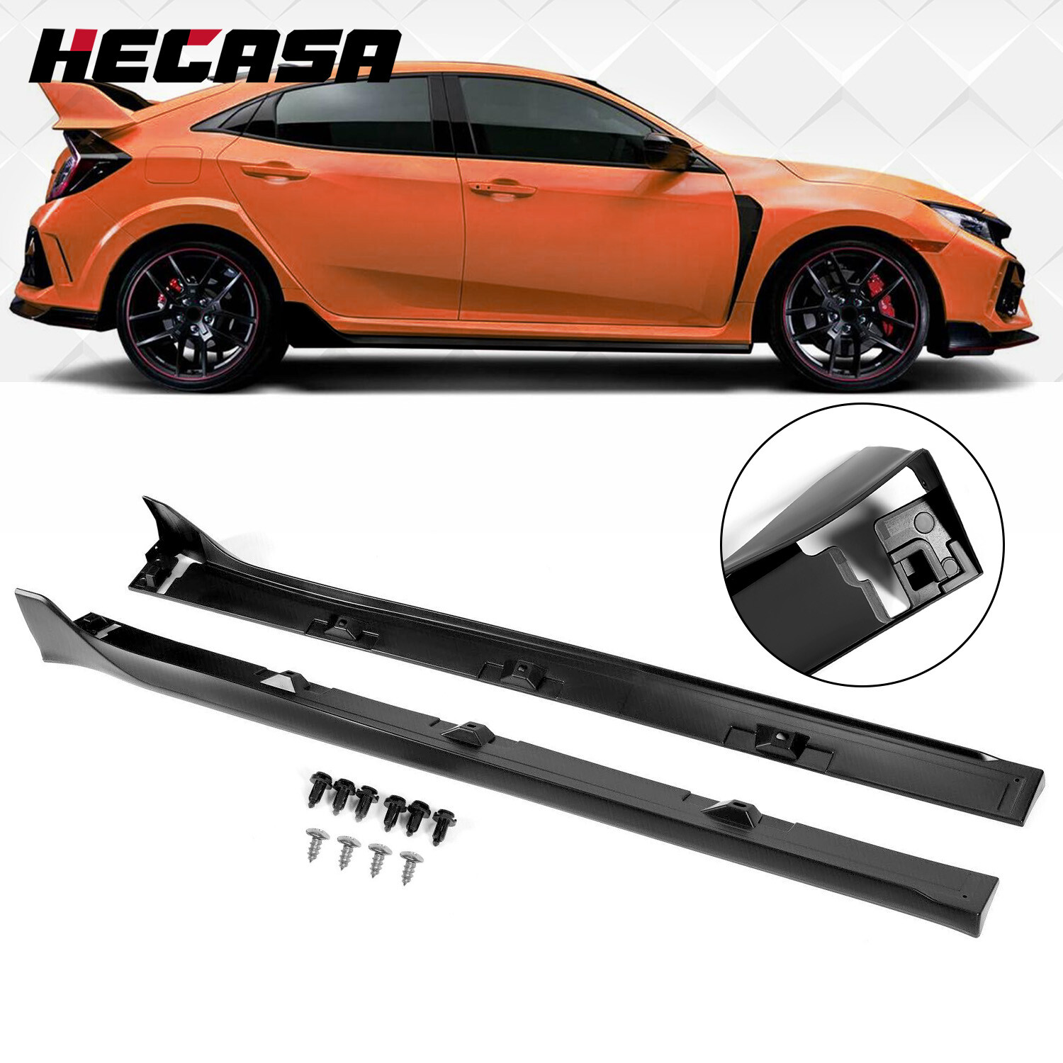 For Honda 2016-2021 Civic LX EX SI 4 DR Sedan Side Skirt Extension Type-R Style