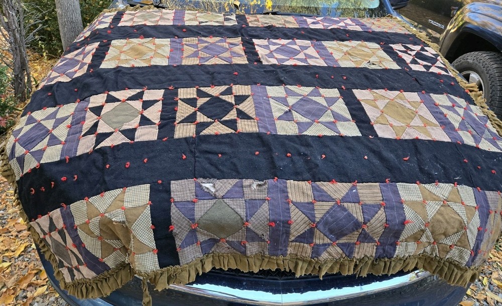 100+ Year Old Patchwork Quilt (Some Damage) But Sooo Cool!