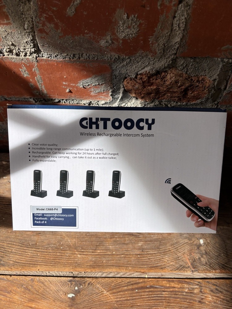 Chtoochy Handheld Wireless Rechargeable Intercom System 4 New C668-P4 White