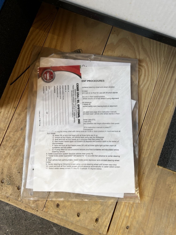 CEMB DWA1000XL Car Wheel Alignment System With Computer, Printer, And Software