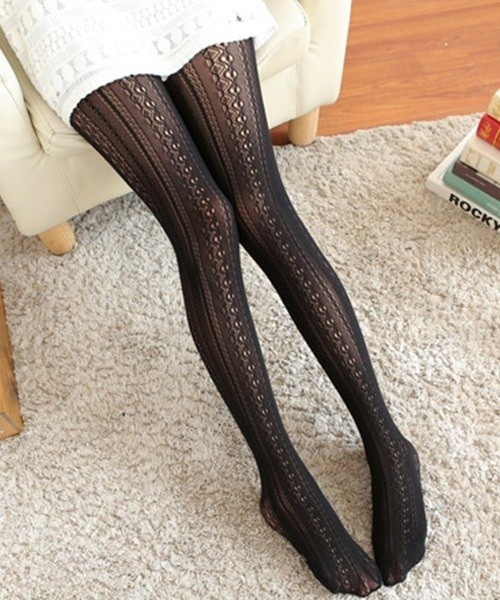 JACQUARD HOLLOW OUT LACE KNIT PATTERNED LOLITA FISHNET PANTYHOSE STOCKING TIGHTS