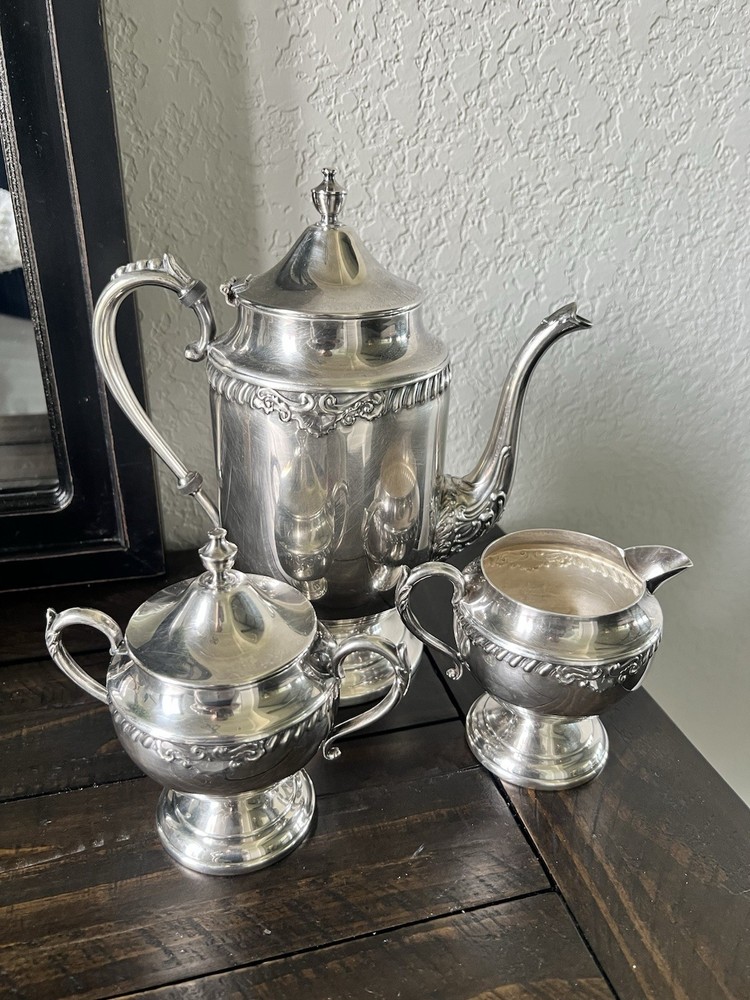Vintage Sheridan Coffee / Tea Service - Silver Plate on Copper - 3 piece