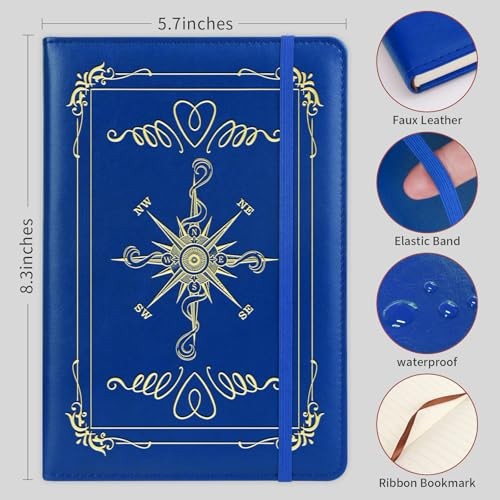 Compass Gift Compass 2pcs PU Leather Notebook Journal 2pcs compass-dark blue