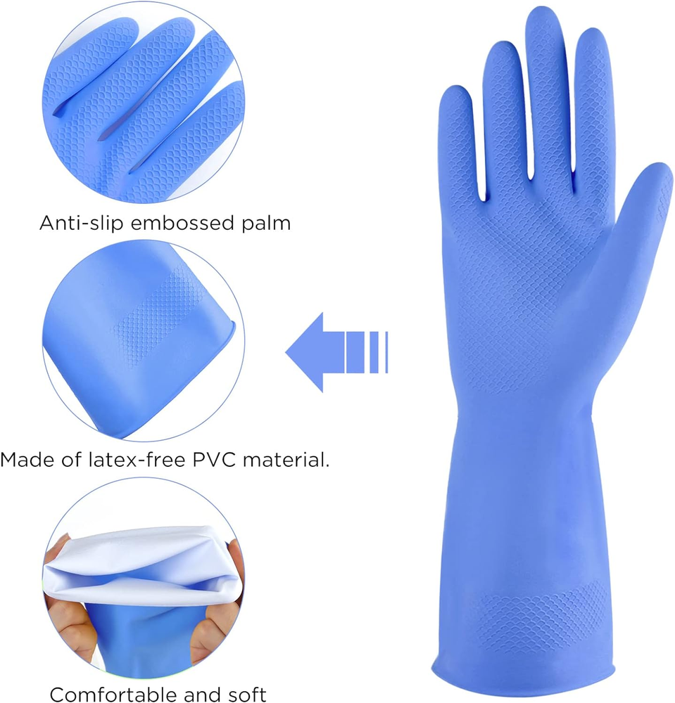 Reuseable Rubber Cleaning Gloves - Large (Pack of 3)