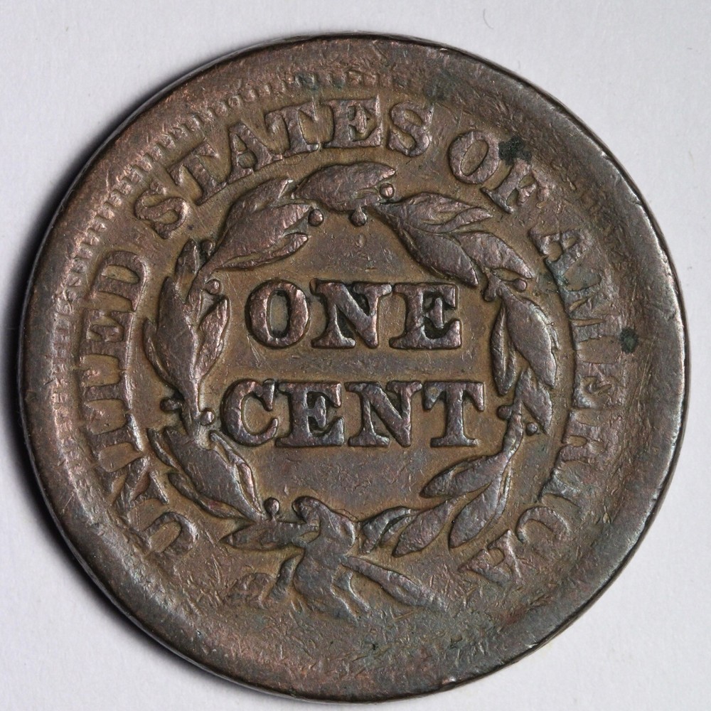 1852 Braided Hair Large Cent FINE E134 KCS