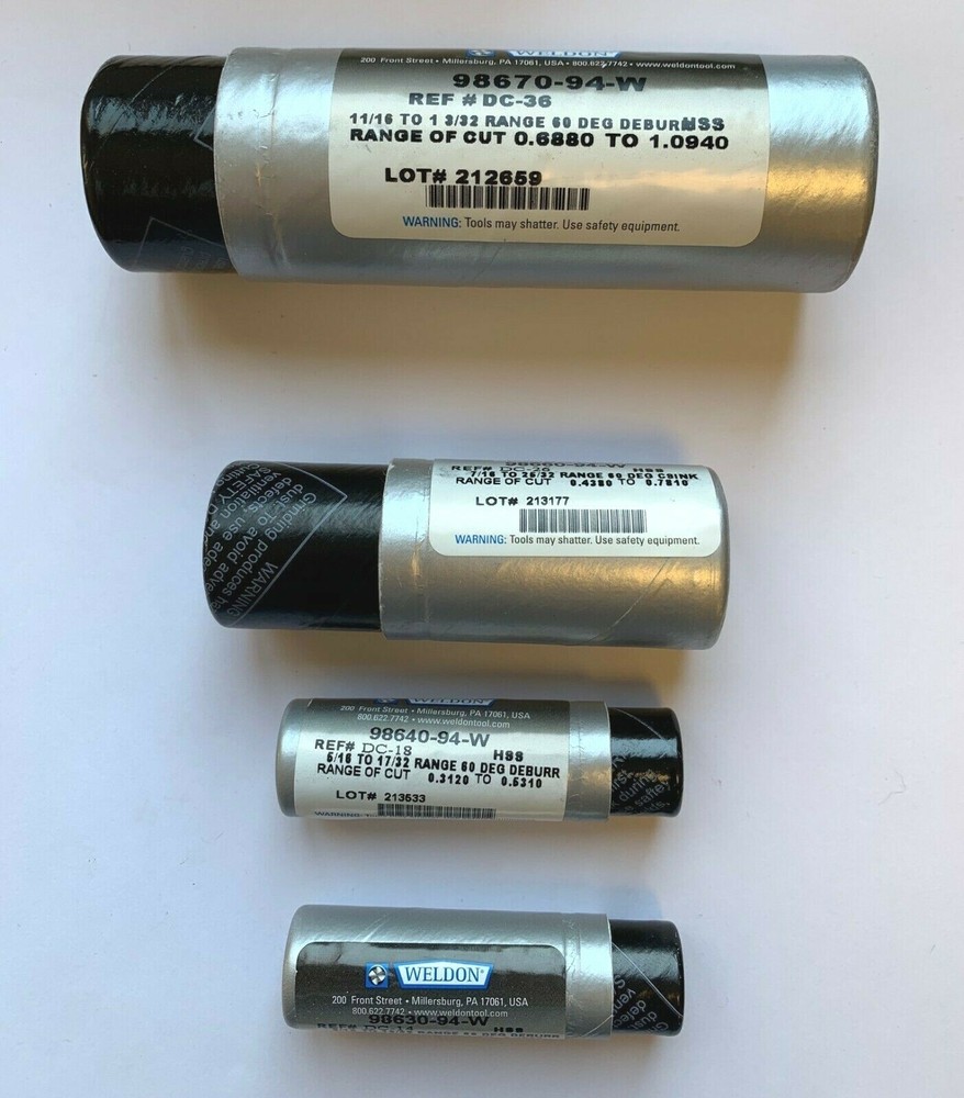 WELDON 60 DB 6 PC 60 DEG ZERO FLUTE COUNTERSINK & DEBURRING SET - USA