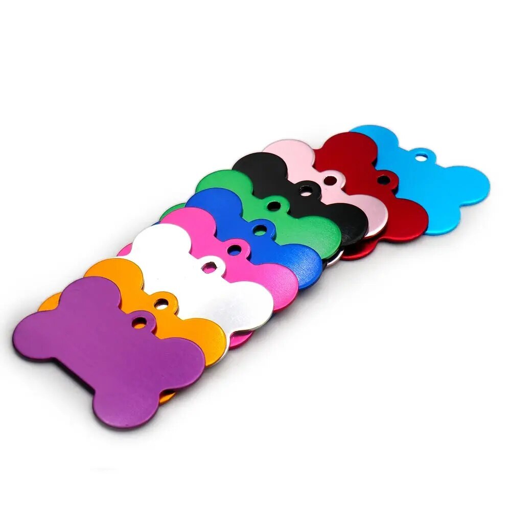 Personalized Bone Aluminum Pet ID Tags Collars Custom For Dog Cat Engraved | NEW