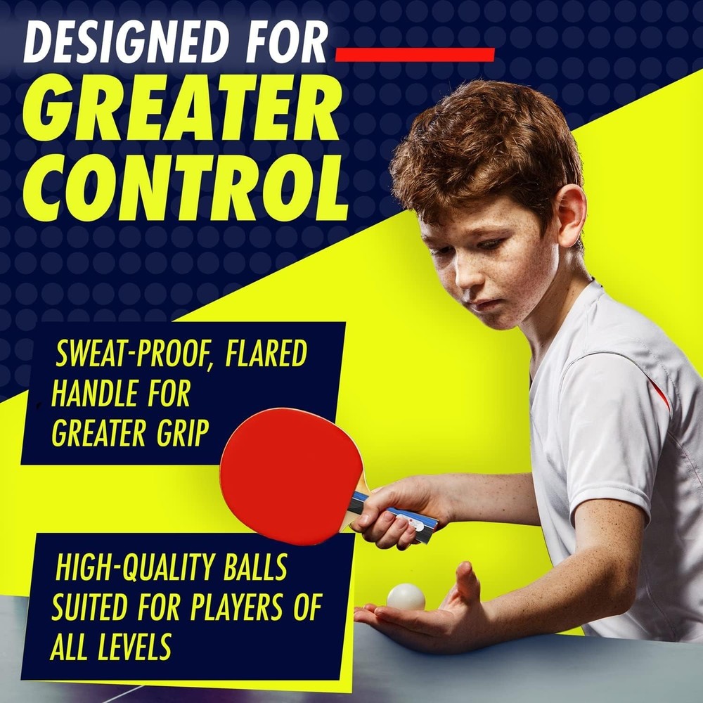2-Paddle Ping Pong Set with Durable MaxSpin Balls & Convenient Carry Bag