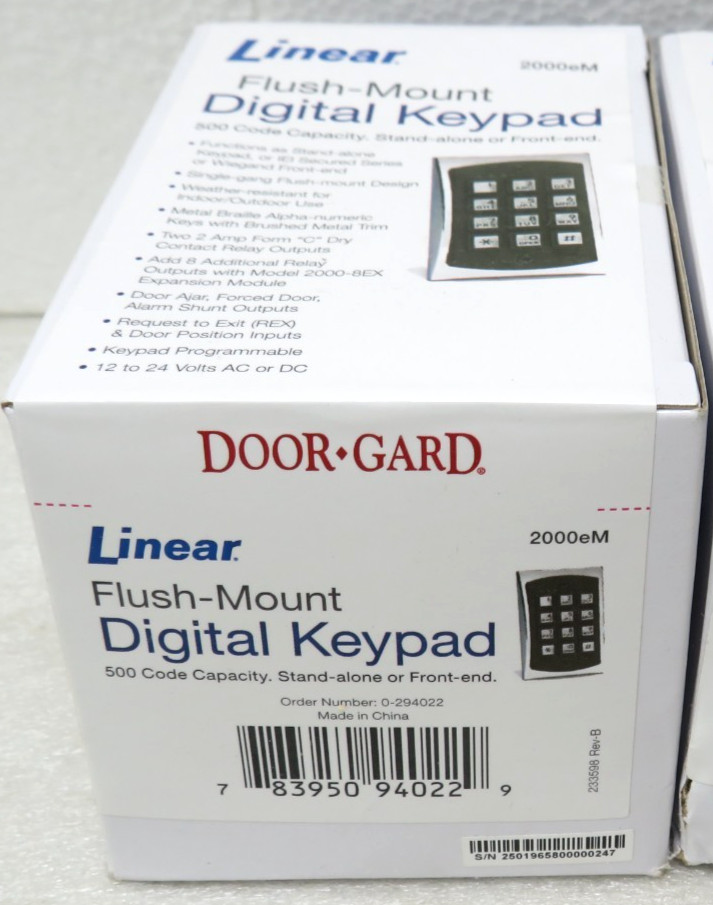 Linear 2000eM eM Style Flush-Mount Durable Metal Access Control Keypad [CTD]