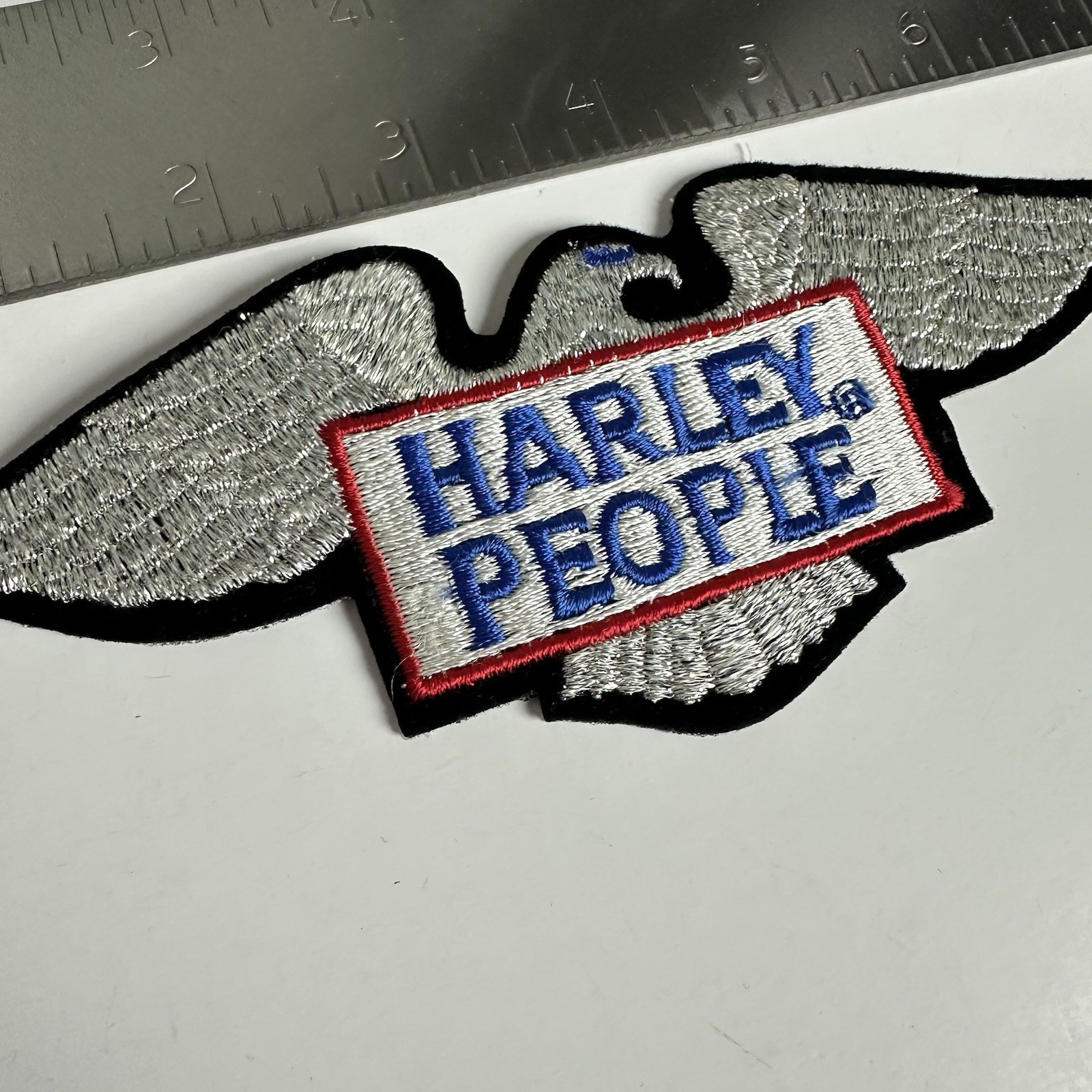 Vintage Harley People Harley Davidson Silver Eagle Embroidered Patch 7”