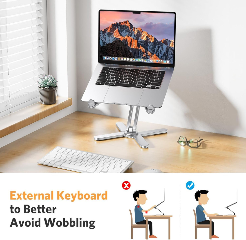 LA10 360° Rotating Laptop Stand Riser for Desk, Ergonomic Foldable Computer Stan