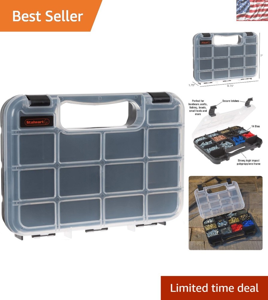 Multi-Functional Portable Organizer with 14 Compartments for Beads, Tools & More