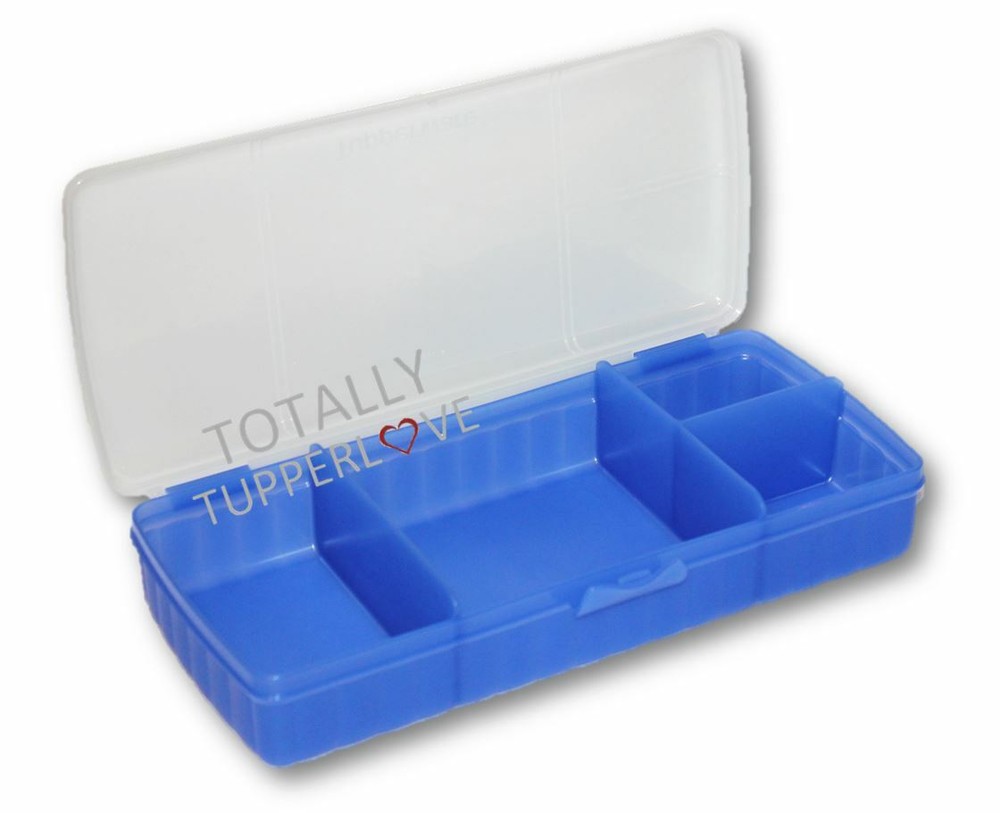 Tupperware Lunch N Things Bento Box Large Divided Rectangle Keeper Hinged Blue