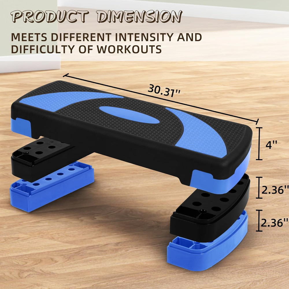 Aerobic Step Platform Trainer with Adjustable 3-Level Risers, 400 Pound Weight C