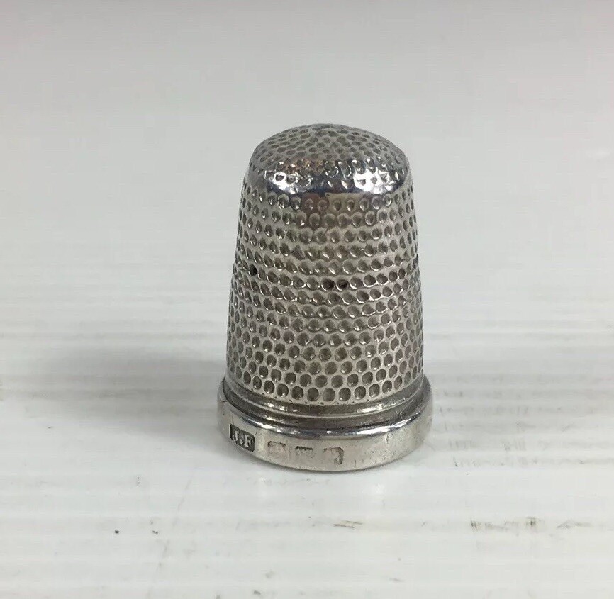 Antique Solid Silver Thimble Marked J.F 2.5cm In Height 4.9g
