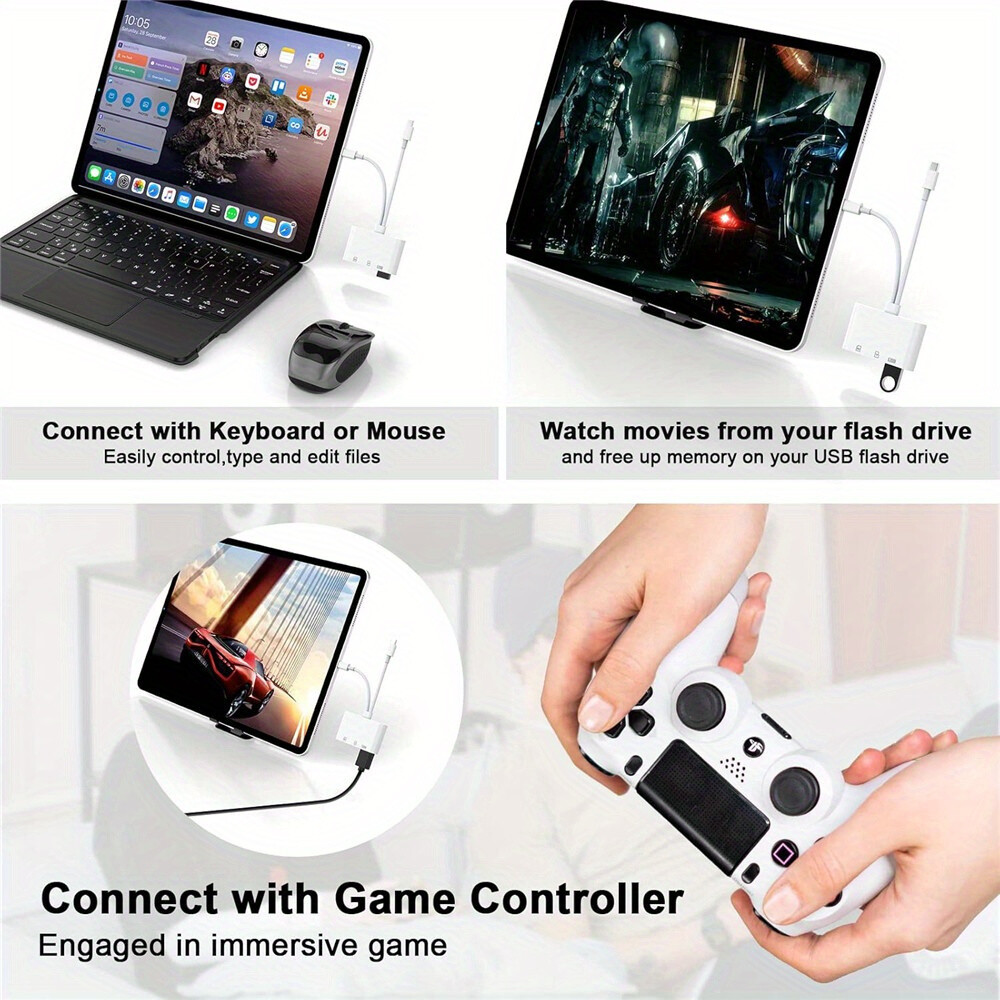4-in-1 OTG Adapter USB3.0 SD/TF Card Reader for iPhone/iPad/Android/PC Plug&Play