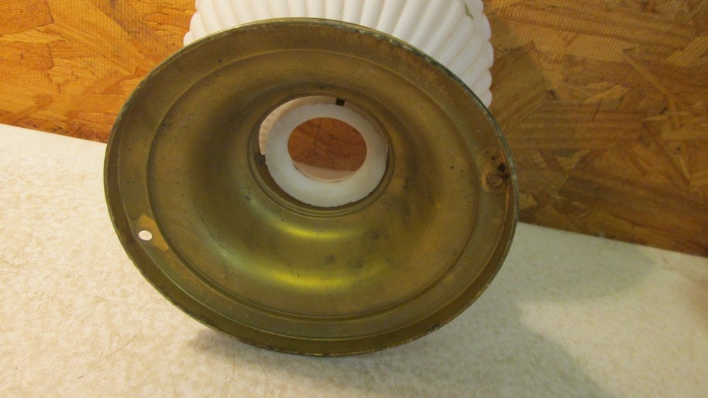 Antique Brass Ceiling Light Fixture & Shade with Blue Bows