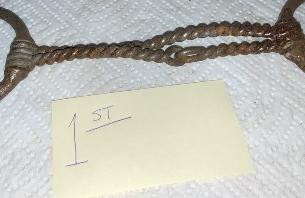 1ST-Twisted Snaffle Jointed Iron O Ring Horse Bit, Antique