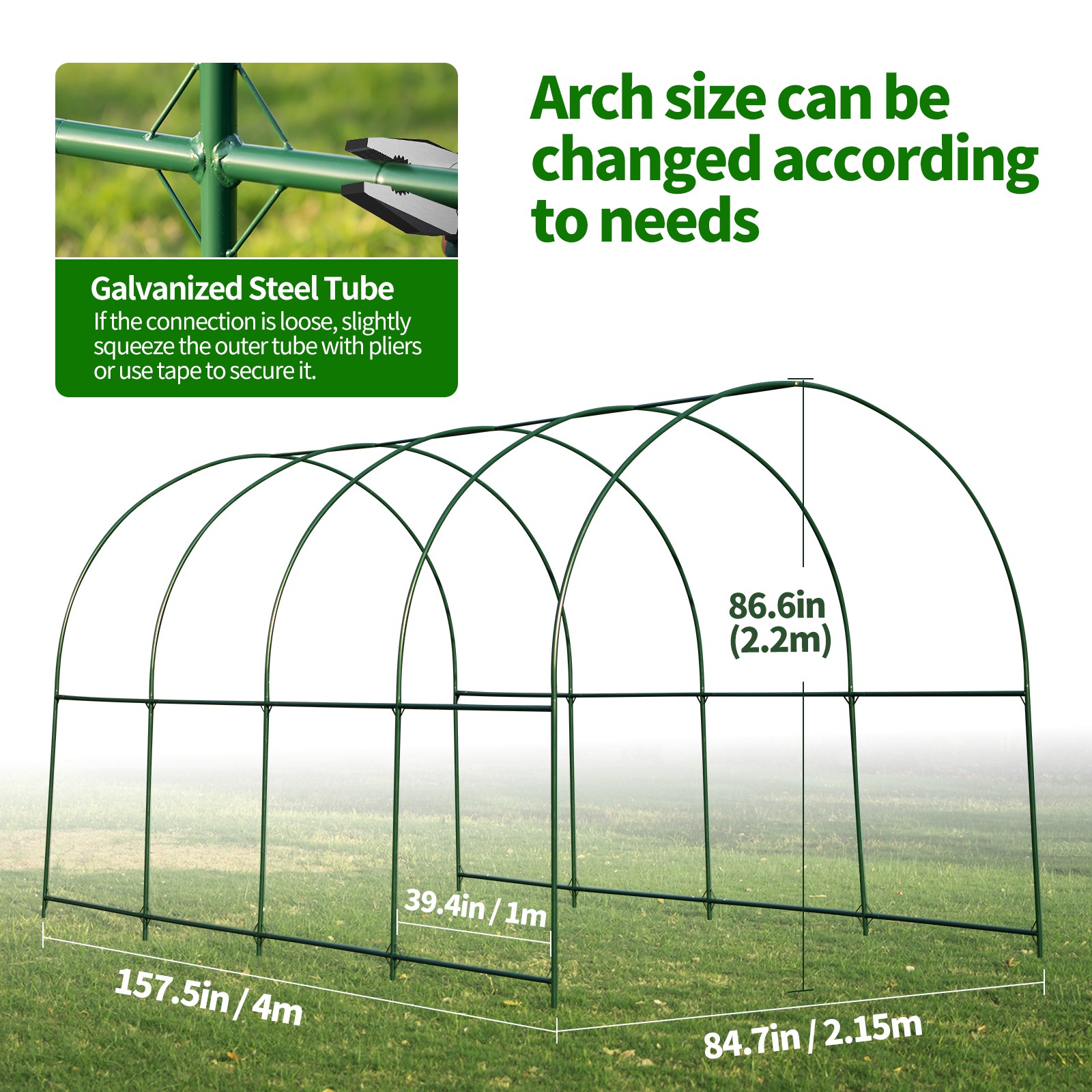 13x7x7.2 ft Steel Garden Arch Rose Arbor Climbing Plant Grape Support Frame Yard