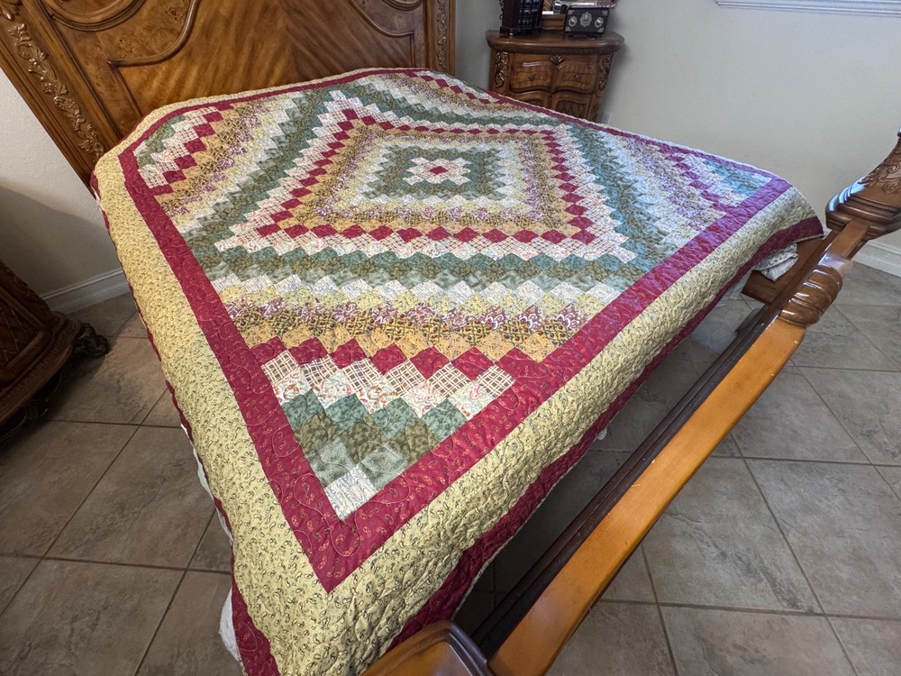 Queen Size Machine Pieced And quilted Patchwork Quilt one left