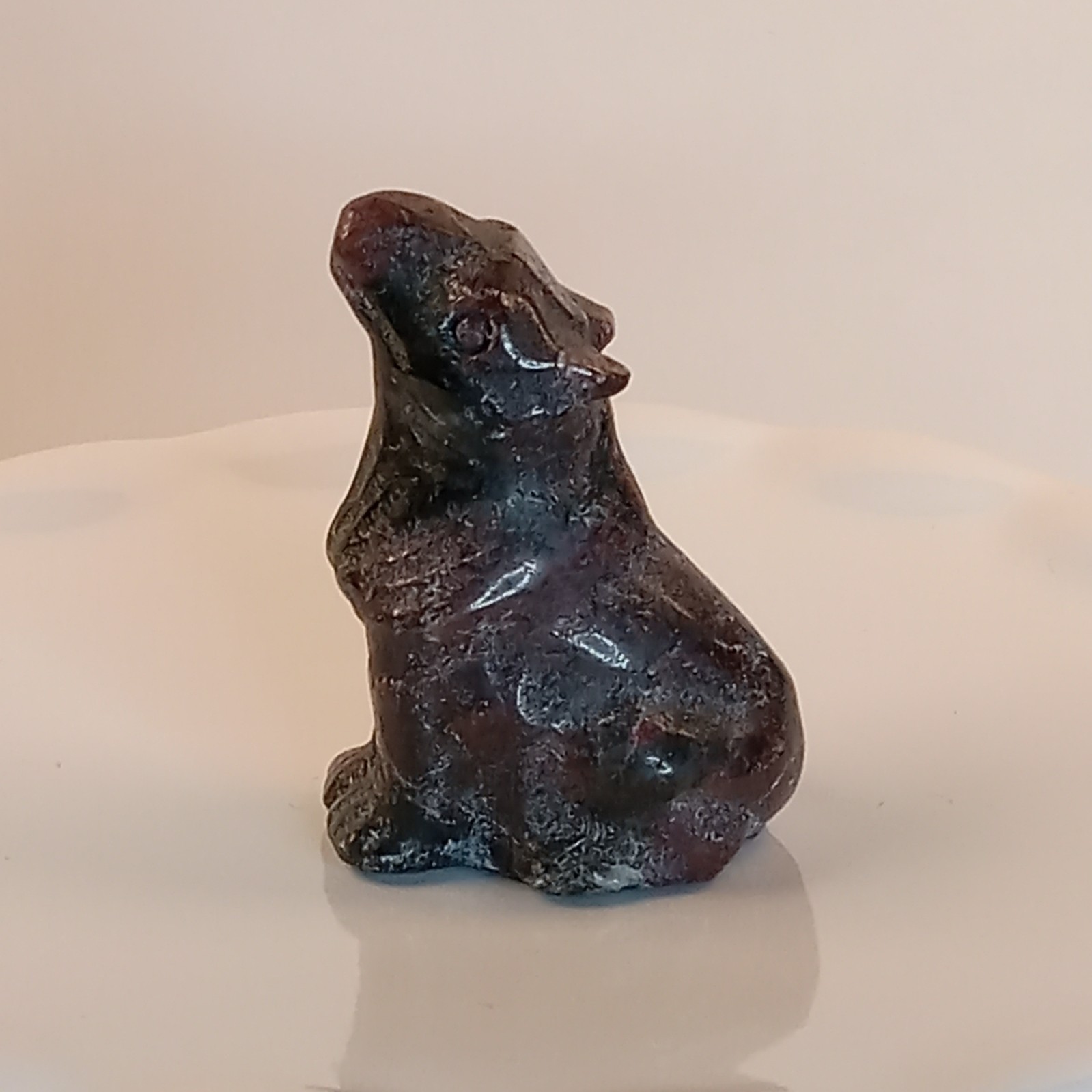 Garnet Astrophyllite Crystal Wolf Carving Polished 28g | F38