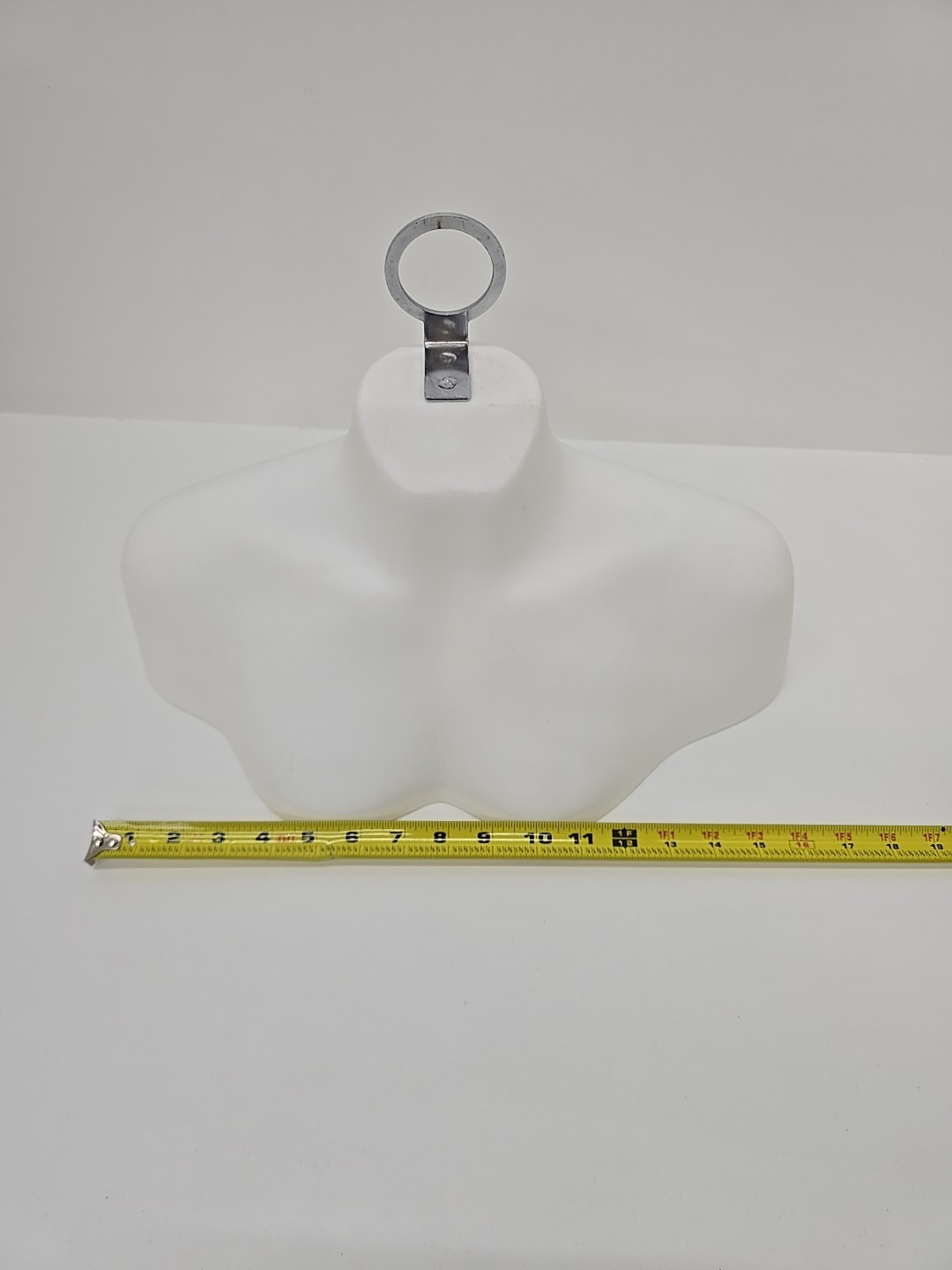 Woman Female Mannequin Neck and Shoulders Hanging White Hard Plastic