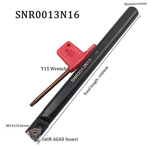 Left Hand Internal Threading Boring Bar 1/2" + 10 Carbide Inserts 16IR AG60