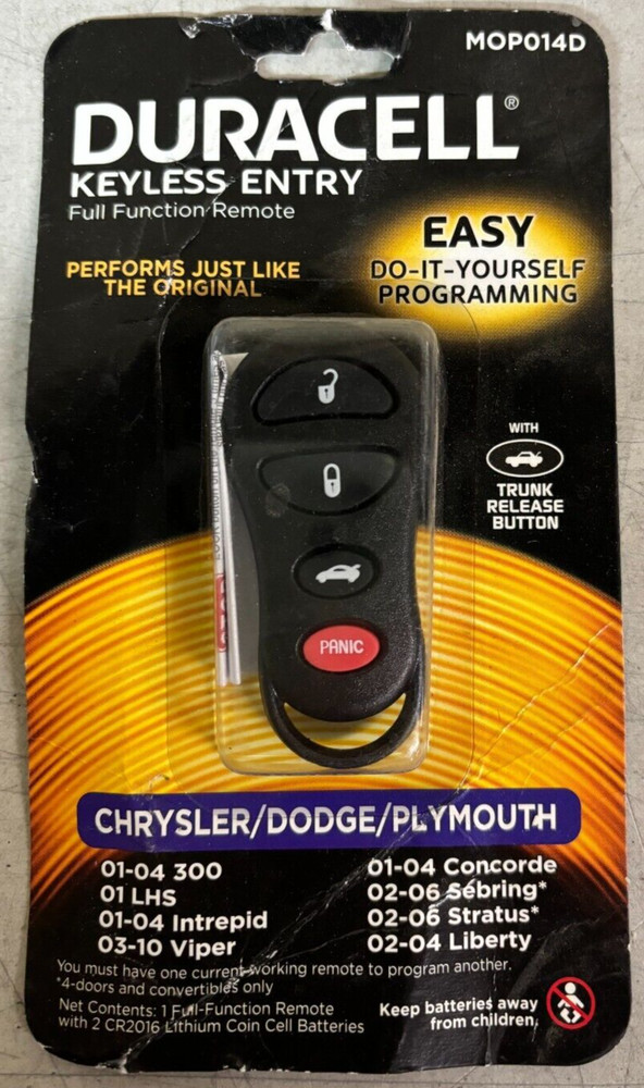 NEW DURACELL KEYLESS ENTRY FULL FUNCTION REMOTE MOP014D NEW