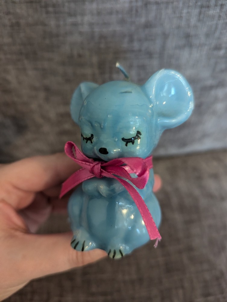 Vintage Blue Wax Mouse Candle